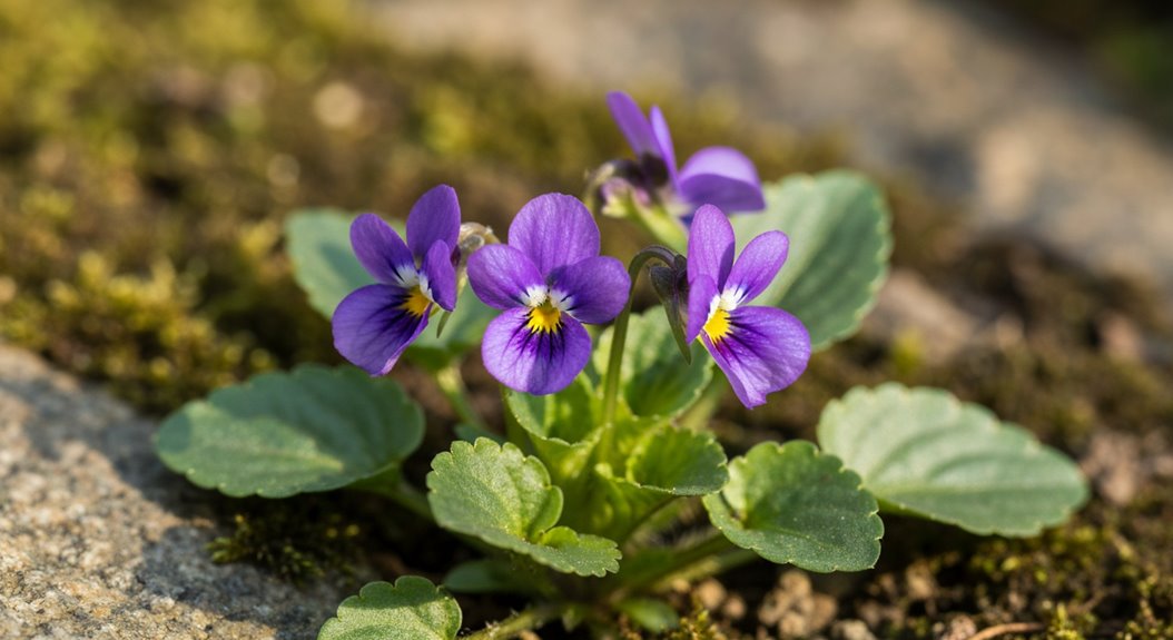 mini gehörnte Veilchen gedeihen